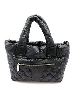 Chanel Coco Cocoon PM Nylon Leather Tote Black